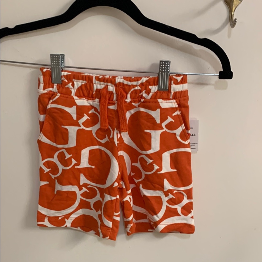 NWT Guess Orange and White Abstract Pattern Shorts kids 4T